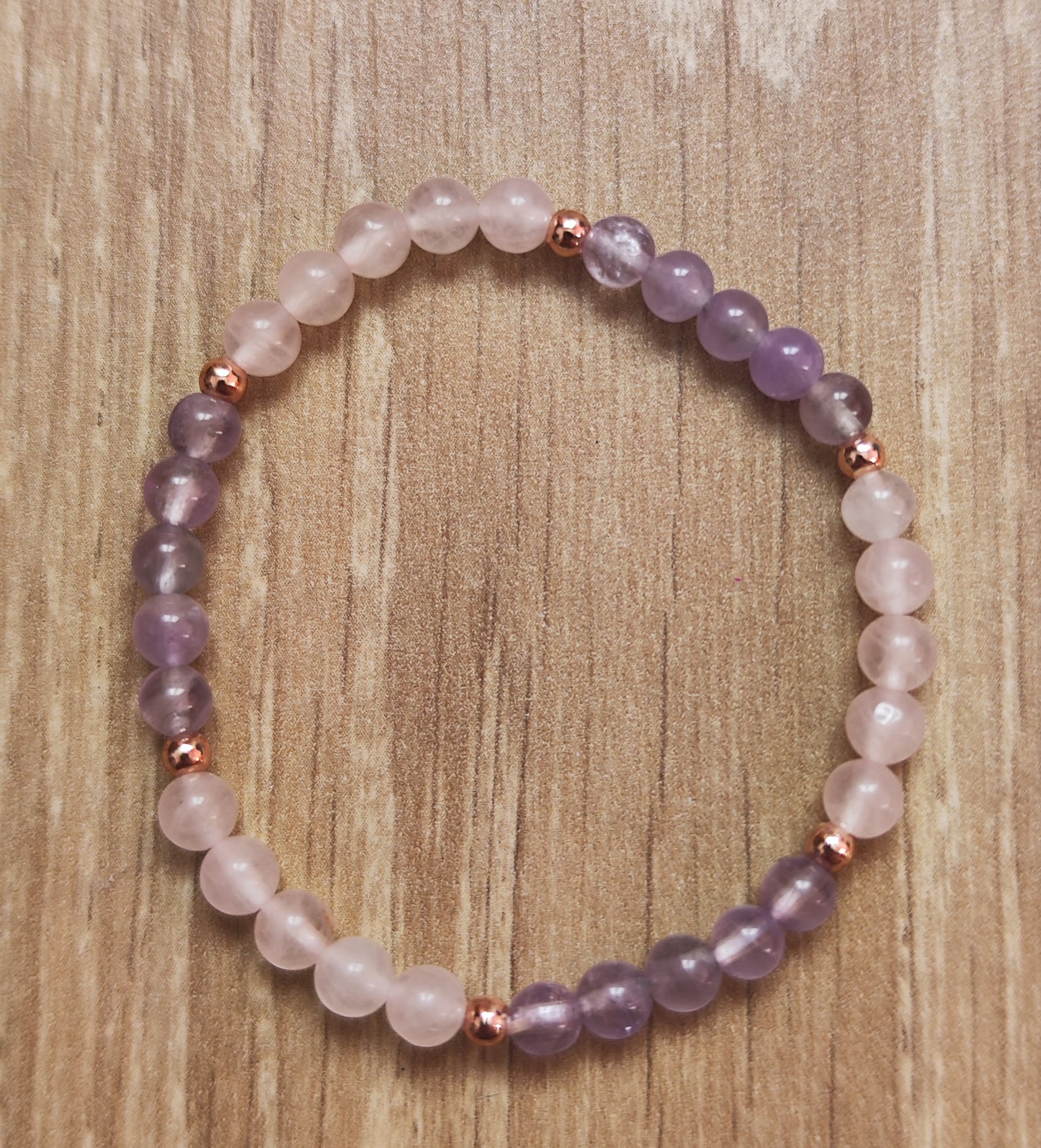 Bracelet enfant Quartz rose/ Améthyste 4 mm