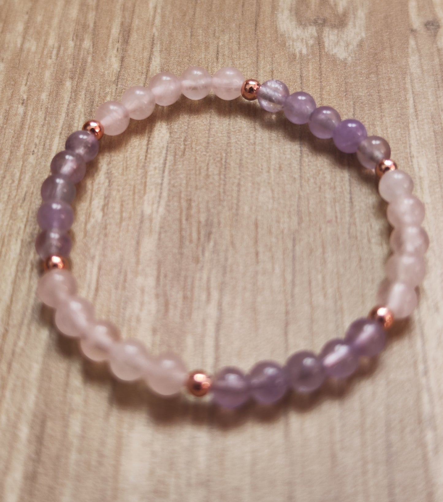 Bracelet enfant Quartz rose/ Améthyste 4 mm