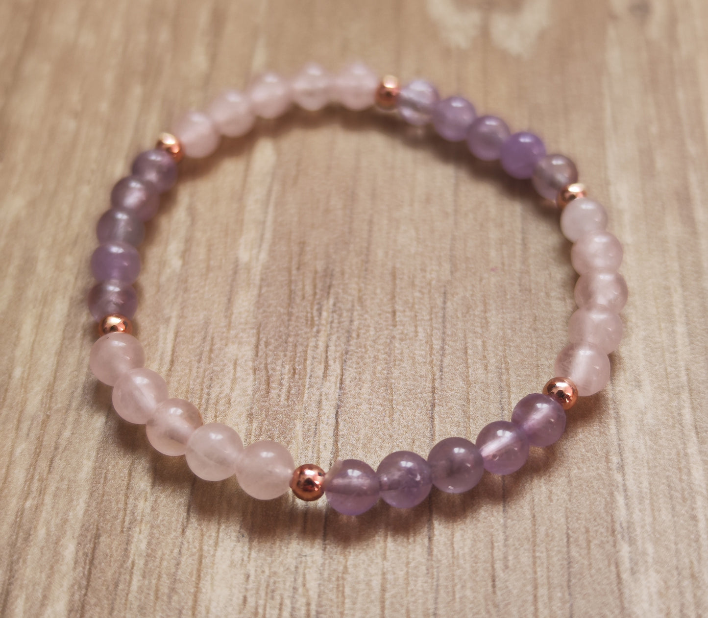 Bracelet enfant Quartz rose/ Améthyste 4 mm