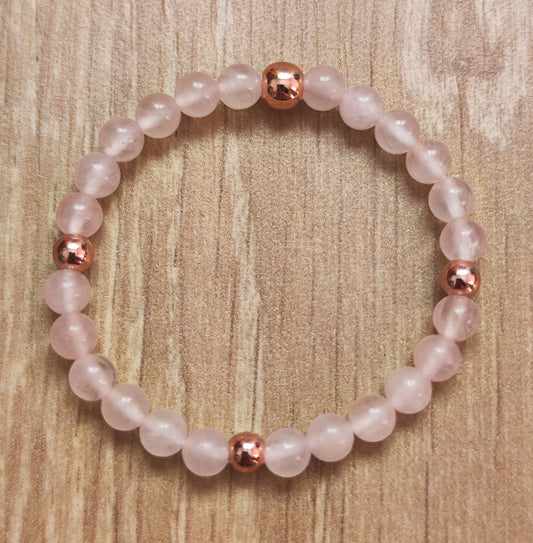 Bracelet enfant Quartz rose 4 mm